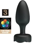 PRETTYLOVE Vibrator anal Osborn bază cu lumini LED 10 funcții de vibrație rezistent la apă diametru 3.4 cm negru