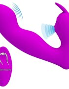 PRETTYLOVE Vibrator dublu Josephine cu pulsații pentru clitoris și punctul G control prin telecomandă 12 funcții de vibrație mov
