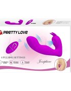 PRETTYLOVE Vibrator dublu Josephine cu pulsații pentru clitoris și punctul G control prin telecomandă 12 funcții de vibrație mov