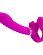 PRETTYLOVE Vibrator dublu VALERIE strap-on fără ham 12 funcții de vibrație culoare roz lungime 19.2 cm