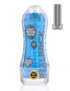 RealRock Masturbator manual Crystal Clear Easy Rider texturat pentru stimulare intensă din TPE rezistent la apă albastru