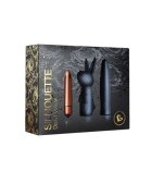 Rocks Off Set SILHOUETTE Dark Desires cu vibrator bullet + 2 huse interschimbabile 7 funcții de vibrație rezistent la apă bronz cu negru