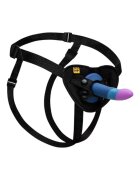 ROMP Ham Strap-On PICCOLO Pegging Kit mărime ajustabilă cu dildo din silicon lungime inserabilă 12.5 cm culori albastru cu mov