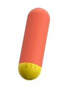 ROMP Vibrator bullet RIOT pentru stimularea clitorisului 10 funcții de vibrație rezistent la apă IPX5 portocaliu cu galben