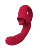 ROUGE VELVET Vibrator dublu Serena pentru clitoris și punctul G cu simulare sex oral 10 funcții de vibrații ultra-puternice roșu