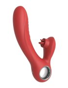 ROUGE VELVET Vibrator rabbit Aura pentru clitoris și punctul G cu simulare sex oral 10 funcții de vibrații ultra-puternice roșu