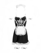 S LINE Costum sexy menajeră S-LINE BY SHOTS French Maid Costume pentru roleplay rochie cu bonetă și jartiere S/M alb-negru