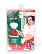 S LINE Costum sexy școlăriță S-LINE BY SHOTS Schoolgirl Costume pentru roleplay cămașă cu fustă în carouri mărime S/M alb-roșu