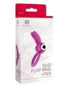 S PLEASURES Inel vibrator pentru penis Duo Flap Ring design în formă de iepuraș bullet detașabil din silicon moale roz