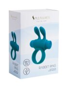 S PLEASURES Inel vibrator pentru penis Rabbit Ring cu urechi de iepuraș vibrator detașabil 10 funcții de vibrație albastru