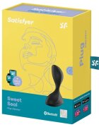 Satisfyer Plug anal vibrator Sweet Seal control prin aplicatie vibratii personalizate rezistent la apa IPX7 negru