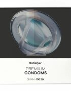 Satisfyer Prezervative Premium Condoms L din latex lubrifiate design modern diametru 56 mm 100 bucăți