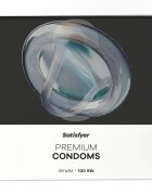 Satisfyer Prezervative Premium Condoms S din latex lubrifiate design modern diametru 49 mm 100 bucăți