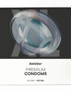 Satisfyer Prezervative Premium Condoms XL din latex lubrifiate design modern diametru 60 mm 100 bucăți