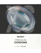 Satisfyer Prezervative Premium Condoms XS din latex lubrifiate design modern diametru 45 mm 100 bucăți