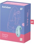 Satisfyer Vibrator dublu Dipping Delight pentru stimulare clitoridiană și vaginală 12 funcții de vibrații rezistent la apă IPX7 albastru