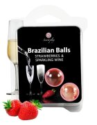 Secret Play Bile Braziliene - Strawberry Sparkling Wine ulei de masaj pentru corp si zonele erogene cu aroma de capsuni si sampanie 1 x 2 bucati