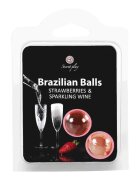 Secret Play Bile Braziliene - Strawberry Sparkling Wine ulei de masaj pentru corp si zonele erogene cu aroma de capsuni si sampanie 1 x 2 bucati