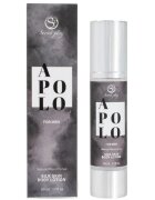 Secret Play Loțiune pentru bărbați APOLO Silky Skin pentru corp păr și masaj cu feromoni note de patchouli și scorțișoară 50 ml