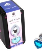 Secret Play Plug anal – Blue Heart din aluminiu ultra-neted 7 cm