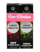 Secret Play Set geluri Love Vibrations unisex pentru intensificarea orgasmului cu efecte de răcire și încălzire 2 x 15 ml