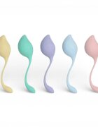  Set bile kegel LOVELINE Pelvic Stem Kegel Kit 5 bile cu mărimi progresive din silicon fin rezistente la apă multicolore