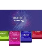  Set prezervative DUREX Surprise Me diverse sortimente extra subțiri groase cu nervuri și puncte din latex diametru 53/56 40 buc (cutie cadou)