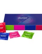  Set prezervative DUREX Surprise Me diverse sortimente extra subțiri groase cu nervuri și puncte din latex diametru 53/56 40 buc (cutie cadou)