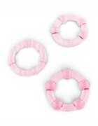 Seven Creations Set inele pentru penis Stay Hard 3 inele din silicon moale diametru 21 x 23 x 24 mm culoare roz