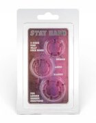Seven Creations Set inele pentru penis Stay Hard 3 inele din silicon moale diametru 21 x 23 x 24 mm culoare roz