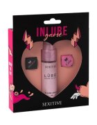 SEXITIVE Joc erotic pentru cupluri InLube Game include 2 zaruri cu provocări senzuale și lubrifiant de 20 ml (instrucțiuni în limba spaniolă)
