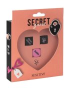 SEXITIVE Joc erotic pentru cupluri Secret Game include 3 zaruri cu provocări locații și timp (instrucțiuni în limba spaniolă)