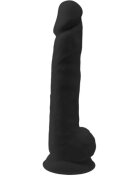 Silexd Dildo SILEX-D 15” Model 1 design realist cu testicule reactiv la căldură bază cu ventuză lungime 38 cm negru