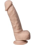 Silexd Dildo SILEX-D 8” Model 1 design realist cu testicule reactiv la căldură bază cu ventuză lungime 21 cm culoarea pielii