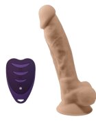 Silexd Vibrator SILEX-D 8” Model 1 realist cu testicule control prin telecomandă 10 funcții de vibrații 20 cm culoarea pielii