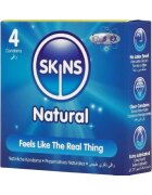 SKINS Prezervative Natural Premium Condoms din latex ultra-subțire și rezistent transparente 4 bucăți