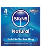 SKINS Prezervative Natural Premium Condoms din latex ultra-subțire și rezistent transparente 4 bucăți
