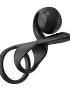 SNAIL VIBE Inel dublu pentru penis Jovi Dual Couples cu telecomandă 2 motoare 5 funcții de vibrație culoare negru