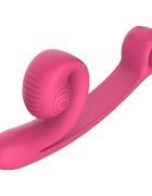 SNAIL VIBE Vibrator dublu Curve cu striații și stimulator clitoris curbat 600+ combinații de vibrații și viteze silențios roz