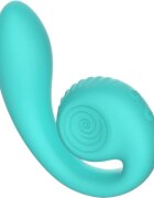 SNAIL VIBE Vibrator dublu Gizi cu striații și stimulator clitoris curbat 5 funcții de vibrație 5 viteze silențios albastru
