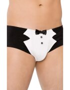 SoftLine Boxeri sexy Shorts 4504 lenjerie erotică pentru bărbați cu design de tuxedo cu papion negru cu alb mărime XL