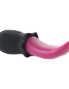  Stimulator clitoris SELOPA Tongue Vibrator design în formă de limbă 10 funcții de vibrație din silicon moale culoare negru cu roz 14.8 cm