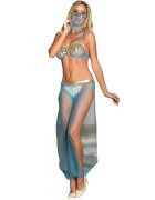 Subblime Costum sexy India Style set cu sutien șalvari și accesorii culoare albastru cu auriu mărime S/M (model D-239899)