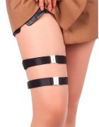 Subblime Jartiere Adjustable Buckles ajustabile cu catarame argintii din piele artificială culoare negru (957476)