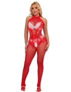Subblime Lenjerie bodystocking - Crotchless model 952372 tip plasa rosu marime universala