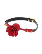 Taboom Căluș Ball Gag Wild Roses pentru jocuri erotice BDSM cu bilă din silicon și trandafir decorativ culoare negru cu roșu