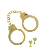 Taboom Cătușe Diamond Wrist Cuffs design cu strasuri încrustate și 2 chei în formă de inimă mărime reglabilă culoare auriu
