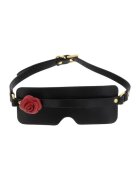 Taboom Mască Blindfold Wild Roses pentru jocuri erotice BDSM cu trandafir decorativ din piele ecologică culoare negru cu roșu