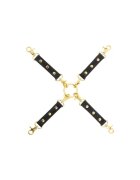 Taboom Set Hogtie Vogue pentru jocuri erotice BDSM strânge mâinile și picioarele la spate culoare negru cu auriu