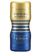 Tenga Masturbator manual Premium Dual Sensation Cup cu 2 canale texturate pentru stimulare intensă albastru și auriu